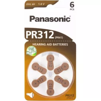 PANASONIC Zinkovzduchová batéria PR-312(41)/6LB AA 1, 2V (Blister 6ks) PANASONIC Zinkovzduchová batéria PR-312(41)/6LB AA 1, 2V (Blister 6ks)