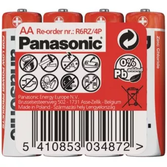 PANASONIC Zinkouhlíkové batérie Red Zinc R6RZ/4P AA 1, 5V (shrink 4ks)