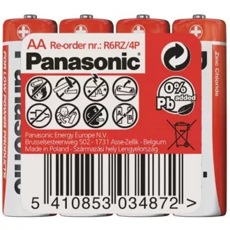 PANASONIC Zinkouhlíkové batérie Red Zinc R6RZ/4P AA 1, 5V (shrink 4ks)