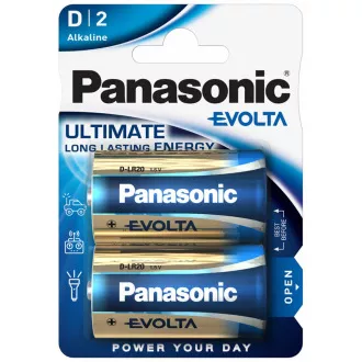 PANASONIC Alkalické batérie EVOLTA Platinum LR20EGE/2BP D 1, 5V (Blister 2ks)