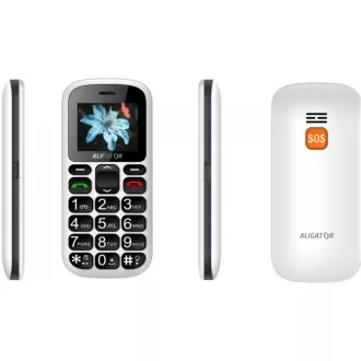 Aligator A321 Senior Dual SIM, biela + nabíjací stojan