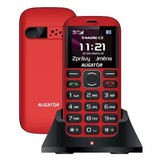 Aligator A720 4G Senior, červeno-čierna + nabíjací stojan