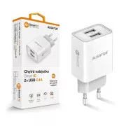 Aligator sieťová nabíjačka, 2x USB, smart IC, 2, 4 A, biela