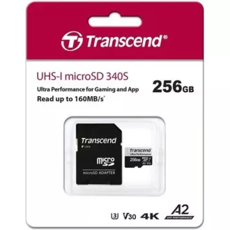 TRANSCEND MicroSDXC karta 256GB 340S, UHS-I U3 A2 Ultra Performácia 160/125 MB/s