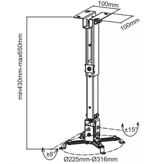 CONNECT IT Stropný držiak projektora P2 43-65cm, naklápací (±30°, max. 20kg)