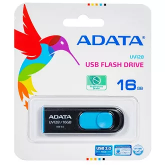 ADATA Flash Disk 16GB UV128, USB 3.1 Dash Drive (R:40/W:25 MB/s) čierna/modrá