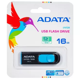 ADATA Flash Disk 16GB UV128, USB 3.1 Dash Drive (R:40/W:25 MB/s) čierna/modrá ADATA Flash Disk 16GB UV128, USB 3.1 Dash Drive (R:40/W:25 MB/s) čierna/modrá