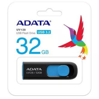 ADATA Flash 32GB UV128, USB 3.1 Dash Drive (R:40/W:25 MB/s) čierna/modrá