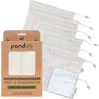 Pandoo Sieťové vrecko z bio bavlny na ovocie, zeleninu a chlieb set 7 ks