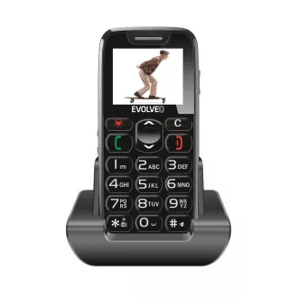 EVOLVEO EasyPhone, mobilný telefón pre seniorov s nabíjacím stojanom (čierna farba)