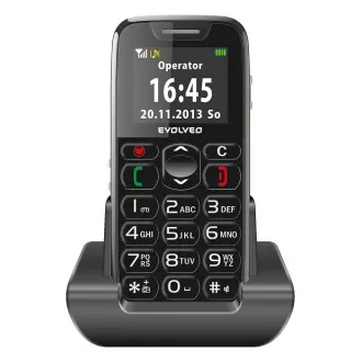 EVOLVEO EasyPhone, mobilný telefón pre seniorov s nabíjacím stojanom (čierna farba)