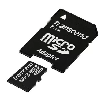 TRANSCEND MicroSDHC karta 4GB Class 4 + adaptér