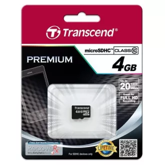 TRANSCEND MicroSDHC karta 4GB Class 10, bez adaptéra