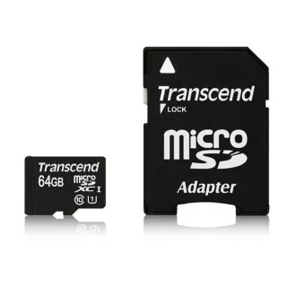 TRANSCEND MicroSDXC karta 64GB Premium, Class 10 UHS-I 400x (R: 85/W: 35 MB/s) + adaptér