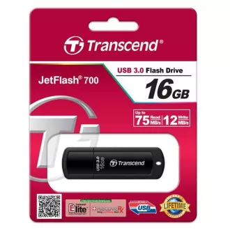 TRANSCEND Flash Disk 16GB JetFlash®700, USB 3.0 (R:75/W:12 MB/s) čierna