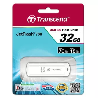 TRANSCEND Flash Disk 32GB JetFlash®730, USB 3.0 (R:70/W:18 MB/s) biely