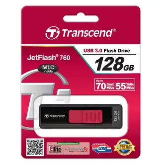 TRANSCEND Flash Disk 128GB JetFlash®760, USB 3.0 (R:85/W:34 MB/s) čierna/červená