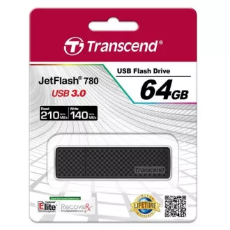 TRANSCEND Flash Disk 64GB JetFlash®780, USB 3.0 (R:210/W:140 MB/s) čierna