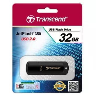 TRANSCEND Flash Disk 32GB JetFlash®350, USB 2.0 (R:16/W:6 MB/s) čierna