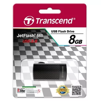 TRANSCEND Flash Disk 8GB JetFlash®560, USB 2.0 (R:18/W:4 MB/s) čierna/strieborná