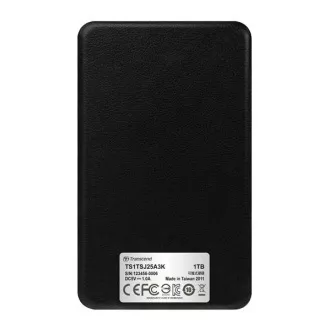 TRANSCEND externý HDD USB 3.1 StoreJet 25A3, 1TB, Black (nárazuvzdorný, 256-bit AES)