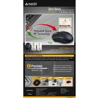 A4tech G3-200N, V-Track, bezdrôtová optická myš, 2.4GHz, 10m dosah, čierna