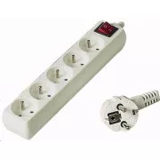 PREMIUMCORD Predlžovací prívod 230V 3m, 5 zásuviek + vypínač, biela