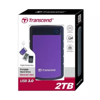 TRANSCEND externý HDD USB 3.1 StoreJet 25H3P, 2TB, Purple (nárazuvzdorný)