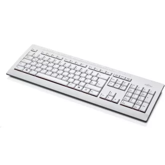 FUJITSU Klávesnica KB521 USB CZ/SK/US + 12 multimedia keys - postriekaniu odolná - marble grey - biela
