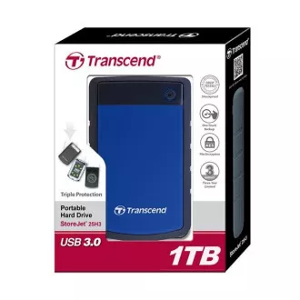 TRANSCEND externý HDD 2, 5" USB 3.0 StoreJet 25H3B, 1TB, Blue (nárazuvzdorný)