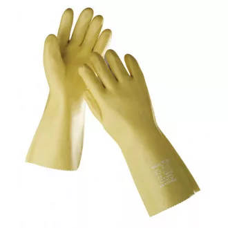 ŠTANDARD rukavice 35cm máč. v PVC žltej - 10