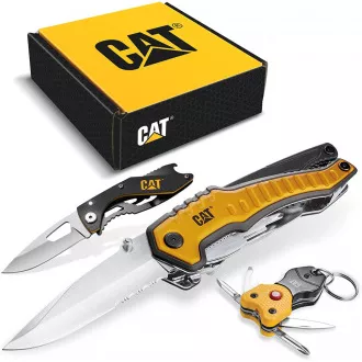 Caterpillar Darčeková multifunkčná sada, 2 nože a kľúčenka CT240125