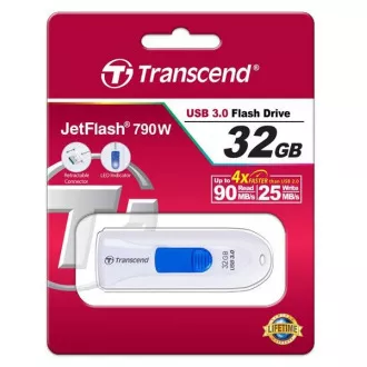 TRANSCEND Flash Disk 32GB JetFlash®790, USB 3.1 (R:90/W:25 MB/s) biela/modrá