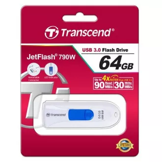 TRANSCEND Flash Disk 64GB JetFlash®790, USB 3.1 (R:90/W:30 MB/s) biela/modrá