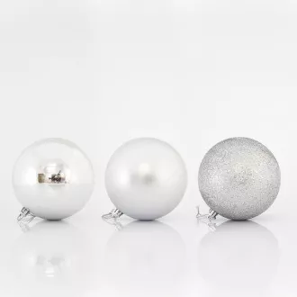 Eurolamp Vianočné ozdoby plastové strieborné gule, 10 cm, set 6 ks