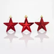 Eurolamp Vianočné ozdoby plastové červené hviezdy, 6,5 cm, set 12 ks