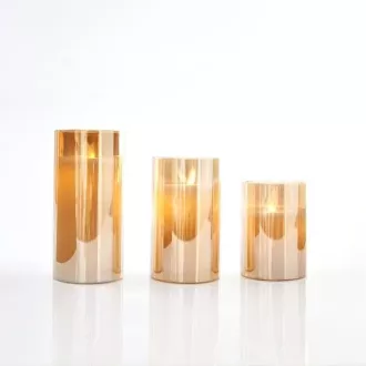 Eurolamp Vianočná dekorácia sklenená LED sviečka, časovač, 7,5 x 15 cm, 1 ks