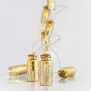 Eurolamp LED svetelná reťaz so zlatými fľašami, farba teplá biela, 10 ks