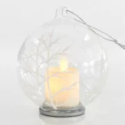 Eurolamp Vianočné ozdoby sklenená svetelná loptička, sviečka, 10 cm, set 2 ks