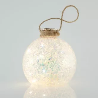 Eurolamp Vianočná dekorácia sklenená osvetľujúca guľa, 10 cm, set 2 ks