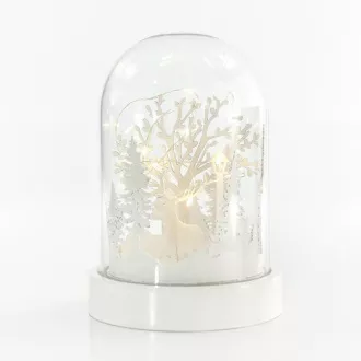 Eurolamp Osvetlená kupola, s jeleňami a stromami, 10 LED, 12,5 x 18,5 cm, 1 ks