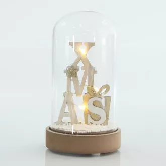 Eurolamp Sklenená kupola s nápisom xmas, 9 x 9 x 16 cm, 1 ks