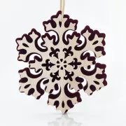 Eurolamp Vianočná dekorácia závesná snehová vločka, drevená 14 x 0,5 x 15 cm, 1 ks