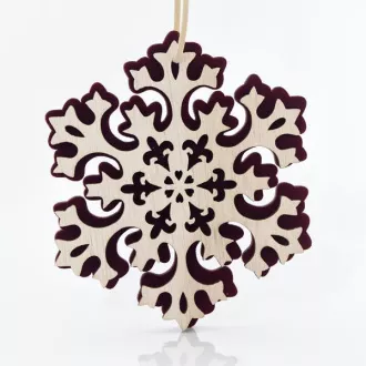 Eurolamp Vianočná dekorácia závesná snehová vločka, drevená 14 x 0,5 x 15 cm, 1 ks