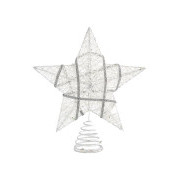 Eurolamp Hviezda na špičku vianočného stromčeka, biela, 25,4 cm