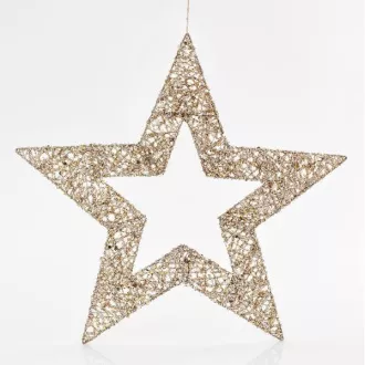 Eurolamp Hviezda, zlatá s glitrami, 60 cm