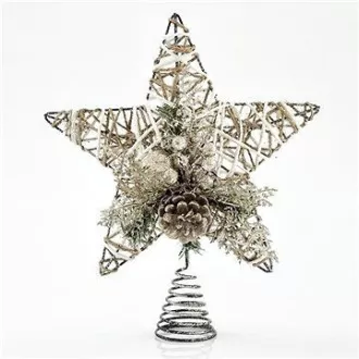 Eurolamp Hviezda na špičku vianočného stromčeka, zlatá, 30,5 cm