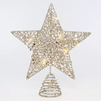 Eurolamp Zlatá vianočná hviezda na strom, 10 teple bielych LED diód, 25,4 cm, 1 ks Eurolamp Zlatá vianočná hviezda na strom, 10 teple bielych LED diód, 25,4 cm, 1 ks