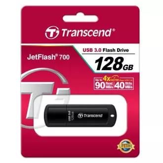 TRANSCEND Flash Disk 128GB JetFlash®700, USB 3.0 (R:90/W:40 MB/s) čierna
