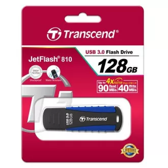 TRANSCEND Flash Disk 128GB JetFlash®810, USB 3.0 (vodeodolný, nárazuvzdorný) (R:90/W:40 MB/s) čierna/modrá